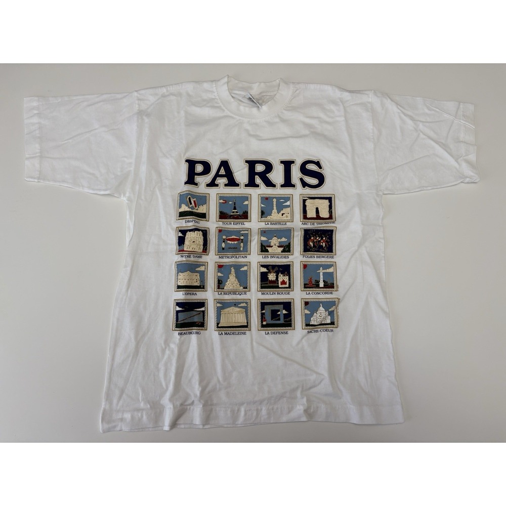 VTG 90s Paris France Graphic Single Stitch T Shirt Size Medium
